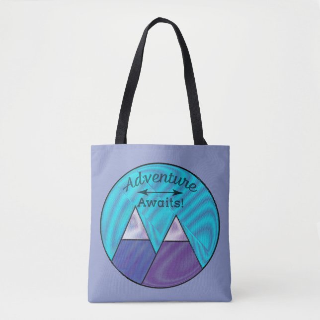 Adventure Awaits Mountain Peaks Tote Bag (Front)