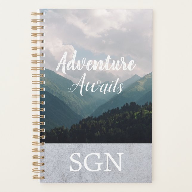 Adventure Awaits Mountain Valley | Monogram Planner (Front)