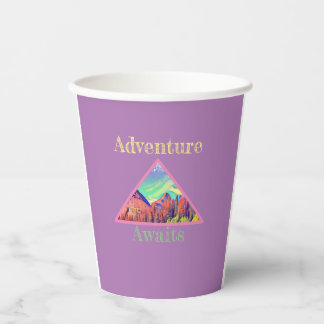 Adventure awaits mountains birthday  paper cups