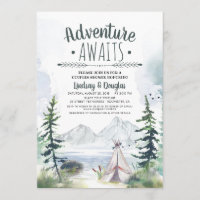 Adventure Awaits Mountains Camping Couples Shower