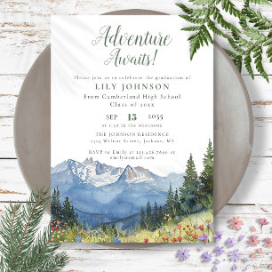 Adventure Awaits Mountains Graduation Party Invitation