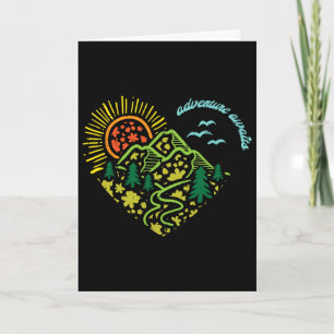 Adventure Awaits Mountains Sun Camping Hiking Wome Card