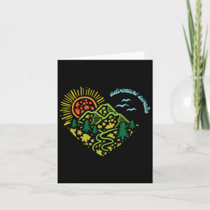 Adventure Awaits Mountains Sun Camping Hiking Wome Card