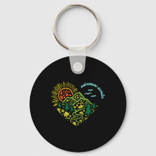 Adventure Awaits Mountains Sun Camping Hiking Wome Key Ring