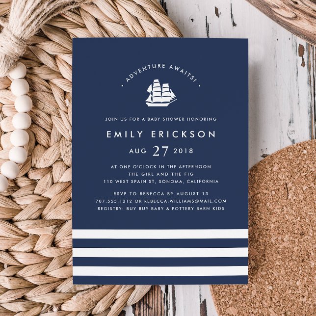 Adventure Awaits | Nautical Baby Shower Invitation (Creator Uploaded)