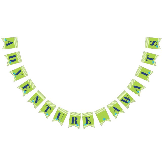 Adventure Awaits Nautical Cute Whales Baby Shower Bunting (All)