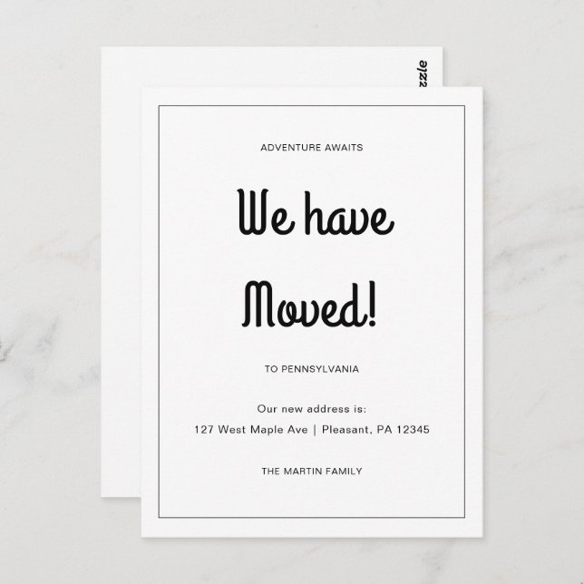 Adventure Awaits New Address Moving Announcement Postcard (Front/Back)