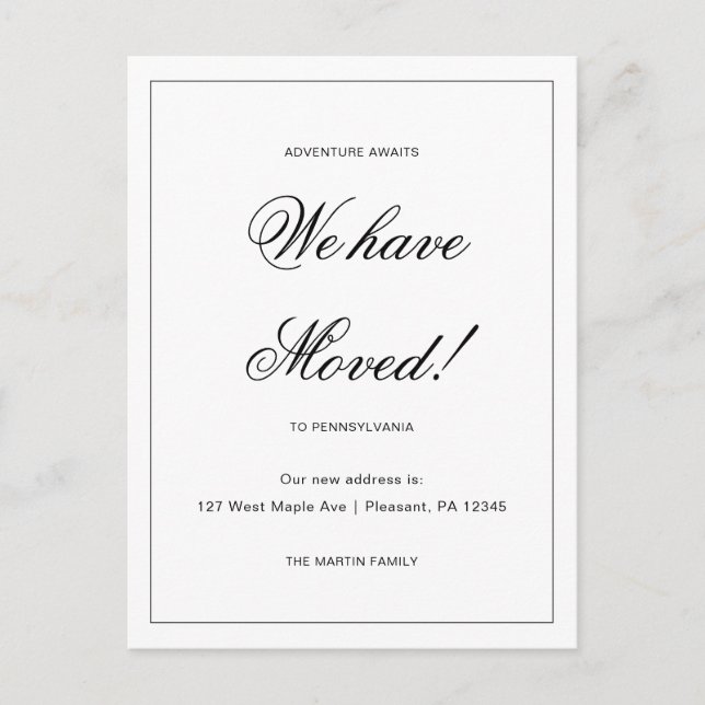 Adventure Awaits New Address Moving Announcement Postcard (Front)