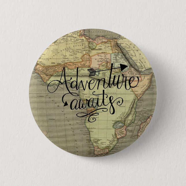 Adventure Awaits Old World Map Button (Front)
