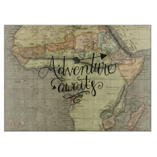 Adventure Awaits Old World Map Cutting Board