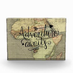 Adventure Awaits Old World Map Photo Block