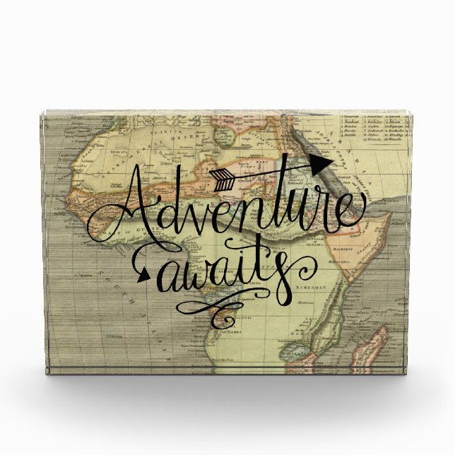 Adventure Awaits Old World Map Photo Block (Front)