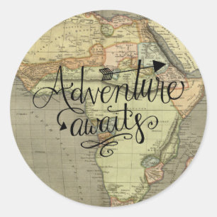 Adventure Awaits Old World Map Sticker