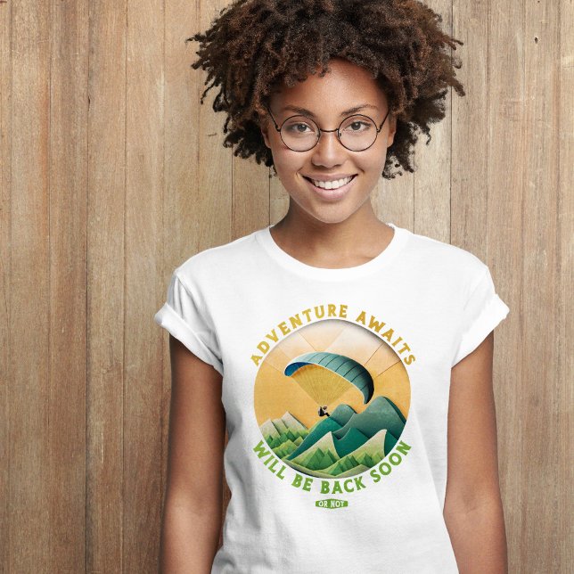 Adventure Awaits Paragliding T-Shirt (Paraglider Mountains Adventure Awaits T-Shirt)