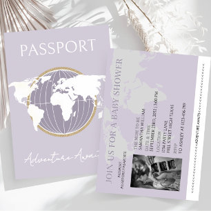 Adventure Awaits Passport Baby Shower Travel Invitation