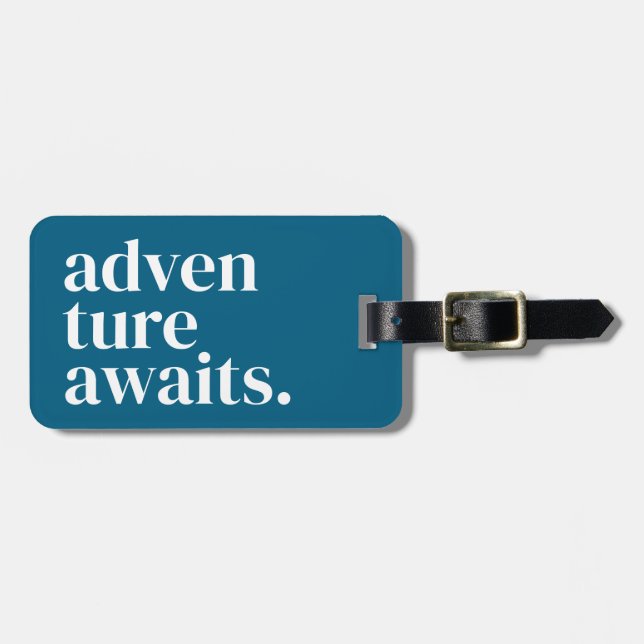Adventure Awaits Personalised Luggage Tag (Front Horizontal)