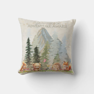 Adventure Awaits Personalized Rustic Forest Animal Cushion
