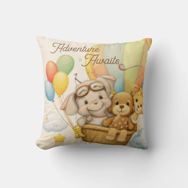 adventure awaits pillow | nursery decor | balloon (Front)