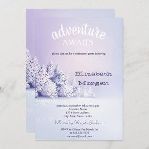 Adventure Awaits Pine Tree Forest  Snow Retirement Invitation