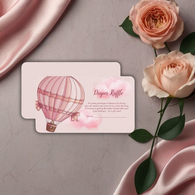 Adventure Awaits Pink Hot Air Balloon Baby Shower Enclosure Card (Creator Uploaded)