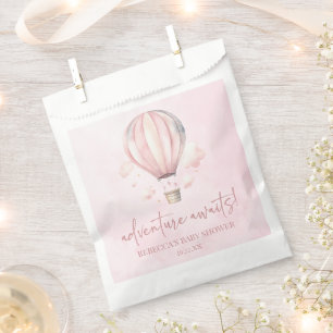 Adventure Awaits! Pink Hot Air Balloon Baby Shower Favour Bag