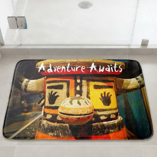 Adventure Awaits Quote Kachina Doll Photography Bath Mat