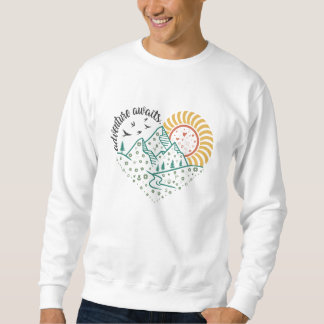 Adventure Awaits – Retro Mountain & Sun Nature Sweatshirt