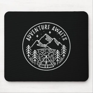Adventure Awaits Retro Summer Camp Tent Shirt For Mouse Pad