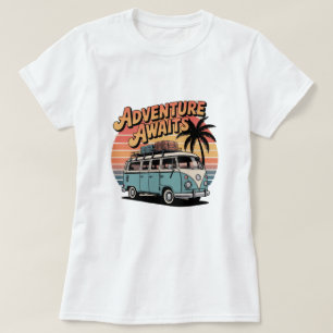 Adventure Awaits – Retro Travel Van t-shirt