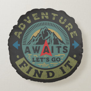 Adventure Awaits Round Cushion