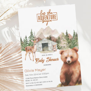 Adventure Awaits Rustic Mountain Baby Shower Invitation