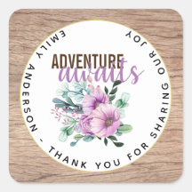 Adventure Awaits Rustic Purple Flowers Baby Shower