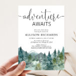 Adventure awaits rustic woodland baby shower invitation<br><div class="desc">For more advanced customisation of this design,  simply select the "Customise It" button above!</div>