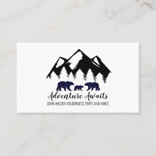 Adventure Awaits Rustic Woodland Forest Bears  Business Card
