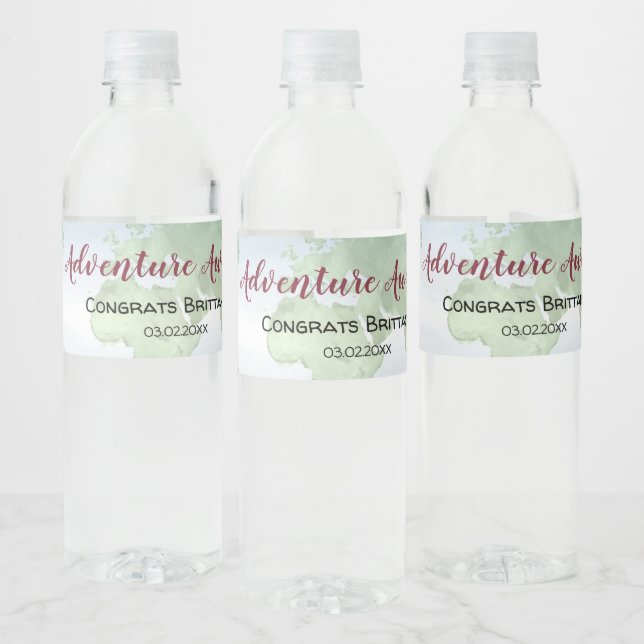 Adventure Awaits Suitcases Farewell Moving Party Water Bottle Label (Bottles)