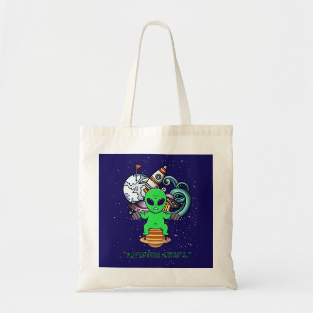 adventure awaits tote bag (Front)