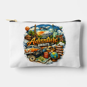 Adventure Awaits Travel Collage Vintage Vacation Accessory Pouch