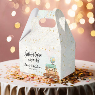 Adventure Awaits Travel Gold Confetti Baby Shower Favour Box