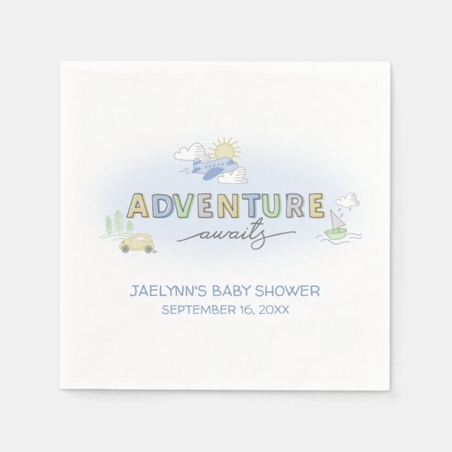 Adventure Awaits Travel - Personalised Napkin (Front)