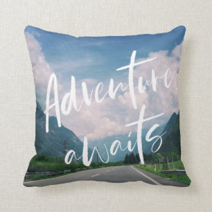 Adventure Awaits Travel Quote Cushion