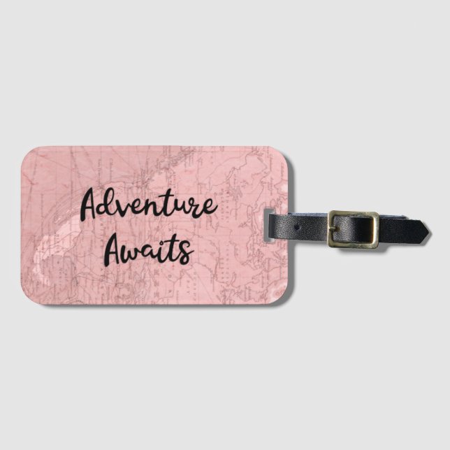 Adventure Awaits Vintage Map  Luggage Tag (Front Horizontal)