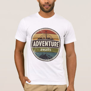 Adventure Awaits Vintage Mountain Compass Badge T-Shirt