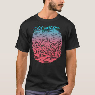 Adventure awaits Vintage mountain with lake beach T-Shirt