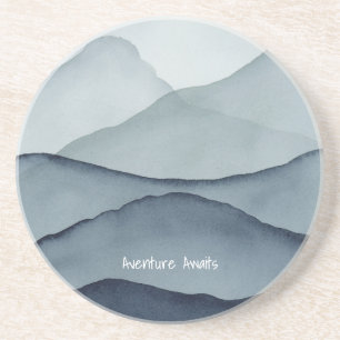 Adventure Awaits Watercolor Mountain Coaster