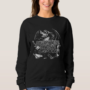 Adventure awaits white lineart sweatshirt