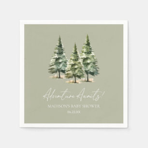 Adventure Awaits! Winter Pine Trees Baby Shower Napkin