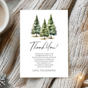 Adventure Awaits! Winter Pine Trees Baby Shower Thank You Card