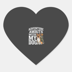 Adventure Awaits With My Dog Hiking Heart Sticker