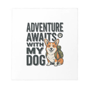 Adventure Awaits With My Dog Vintage Hiking Design Notepad