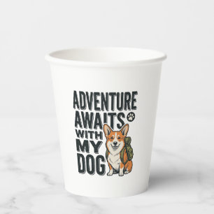 Adventure Awaits With My Dog Vintage Hiking Design Paper Cups